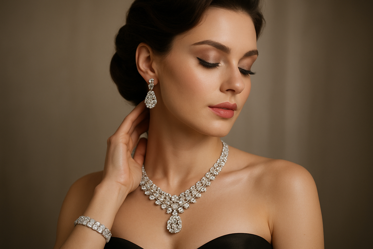 Lady with big diamond jewelry 